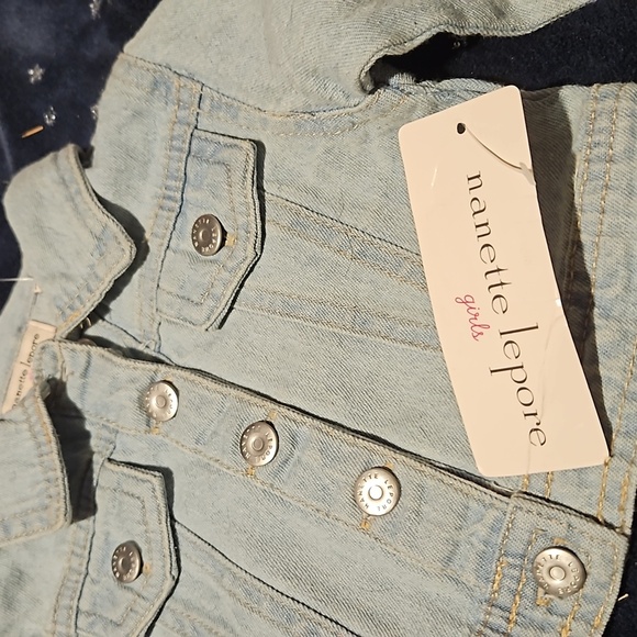 Nanette Lepore Girls Light Blue Jean Jacket - Picture 5 of 6